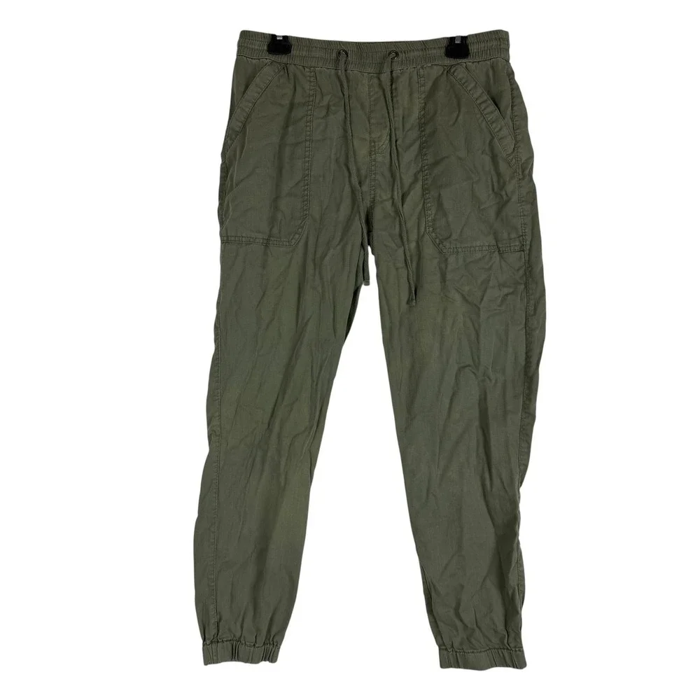 Supplies Pants Mens Large Green Canvas‎ Jogger Elastic Waist Cuffed Casual